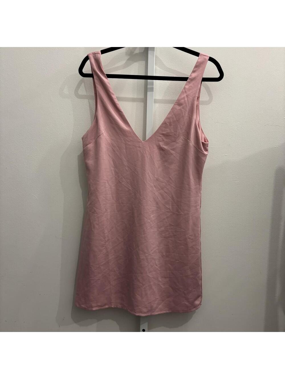 Pink Sleeveless V-Neck Slip Style Dress